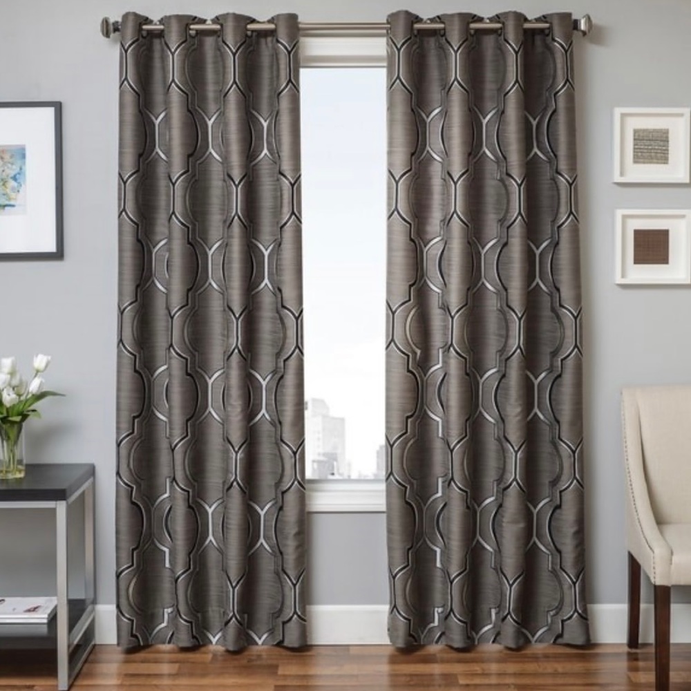 Softline Trenton Grommet Top Curtain Panel Pair 55x96 Color: Platinum